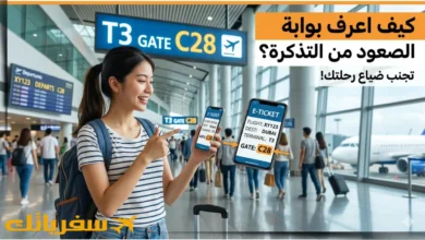 كيف اعرف بوابة الصعود من التذكرة الإلكترونية وتجنب الضياع؟ معرفة رقم بوابة الصعود من بطاقة صعود الطائرة