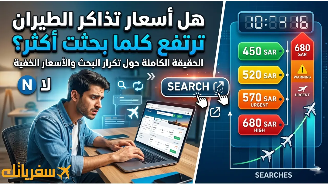 هل أسعار تذاكر الطيران ترتفع كلما بحثت أكثر؟ الحقيقة وراء التسعير الخفي المفاجئ هل أسعار تذاكر الطيران ترتفع كلما بحثت أكثر