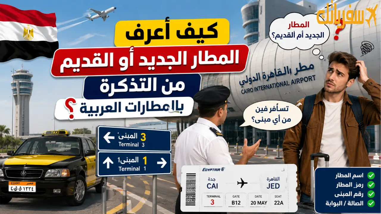 كيف أعرف المطار الجديد أو القديم من التذكرة بالمطارات العربية كيف أعرف المطار الجديد أو القديم من التذكرة